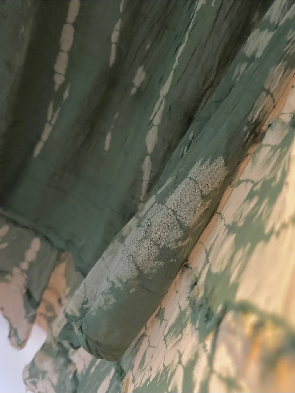 Tiered Maxi Skirt - size Small- Olive Green and beige tie-dye by Metro Wear - Picture 3 of 7
